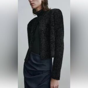 Massimo Dutti Studio Black Textured Cardigan